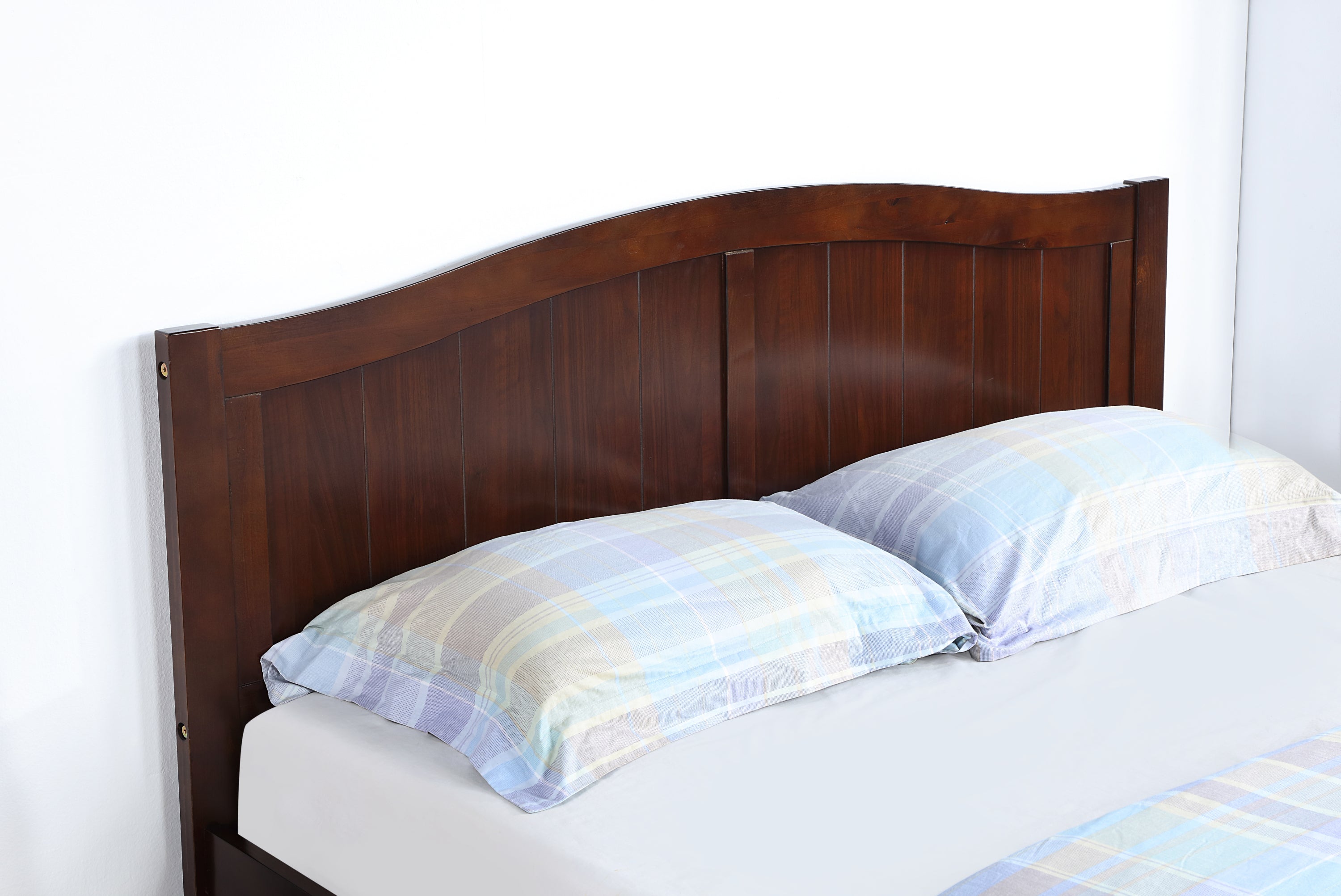 Full Size Bed, Wood Platform Bed Frame with Headboard For Kids, Slatted, Dark Walnut - Atlantic Fine Furniture Melbourne FL