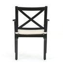 Outdoor Dining Chair Set With Water Resistant Cushions - Black / Ivory