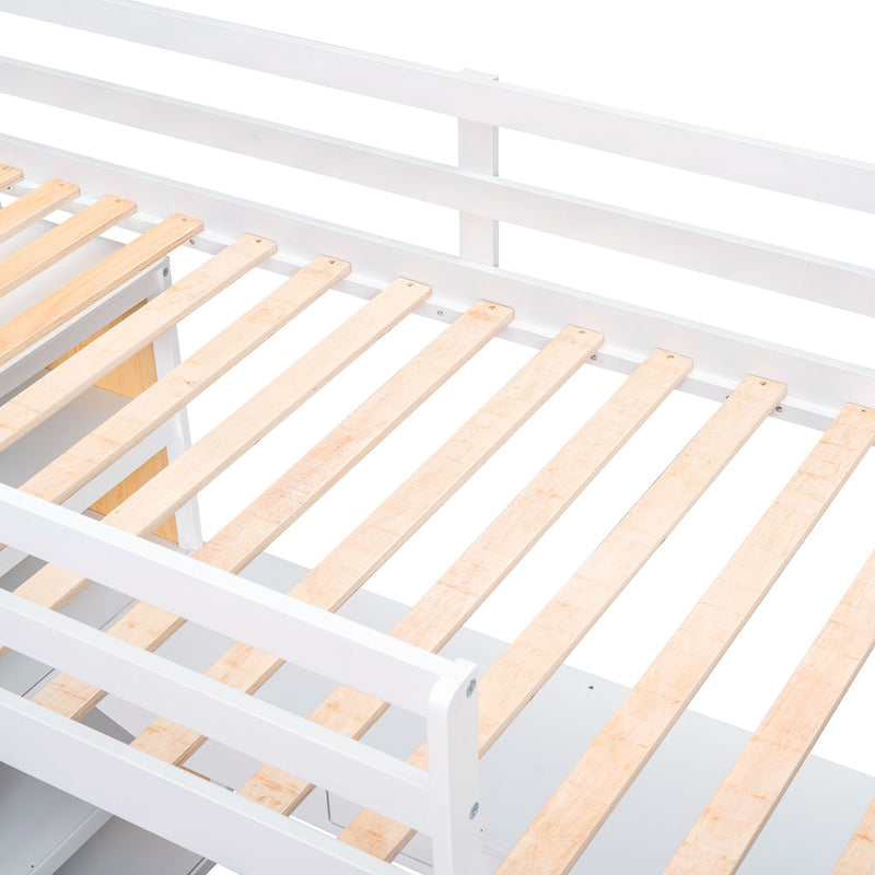 Loft Bed With Ladder, Shelves, And Desk
