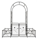 Metal Garden Arch With Gate Wide High Climbing Plants Support Rose Arch Outdoor - Black