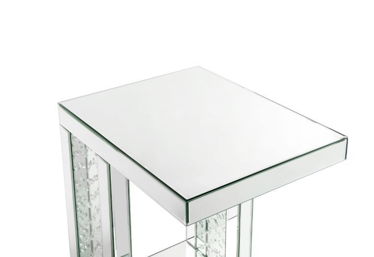 Nysa - Accent Table - Mirrored & Faux Crystals Inlay - 24"