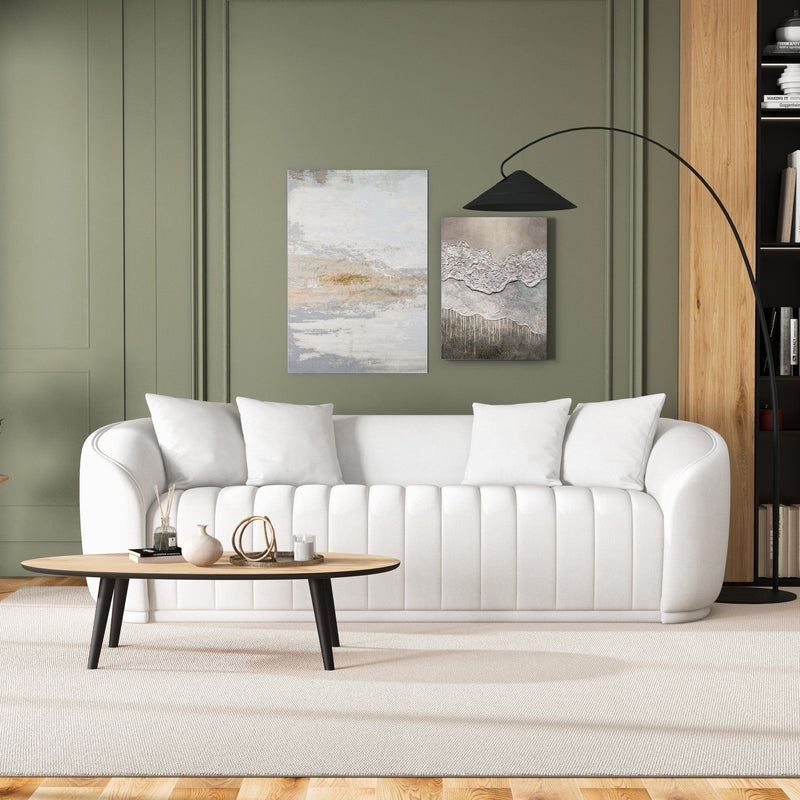 Markus - Mid-Century Modern Luxury Tight Back Couch - White
