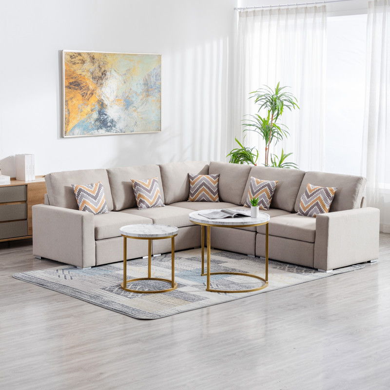 Nolan - Fabric 5 Piece Sectional Sofa With Interchangeable Legs