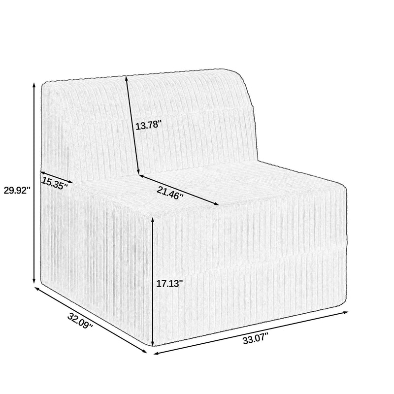 Modern Minimalist L Shape Modular Sectional Sofa, Sleeper Corduroy Couch