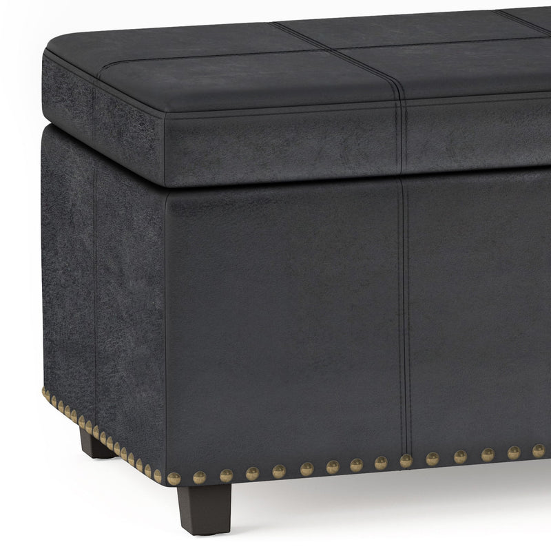 Kingsley - Large Storage Ottoman - Distressed Black