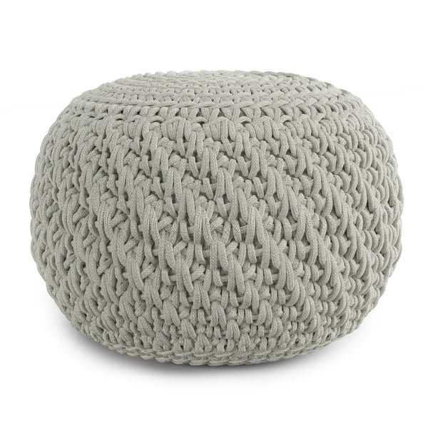 Nisi - Round Knitted Outdoor / Indoor Pouf - Light Gray