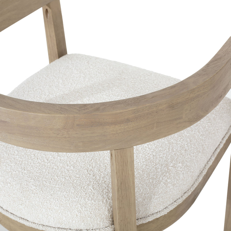 Modern Mid Century Dining Arm Chair Set With Upholstered Frame - Natural