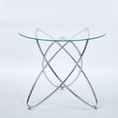 Metal Leg Dining Table With Tempered Glass Top