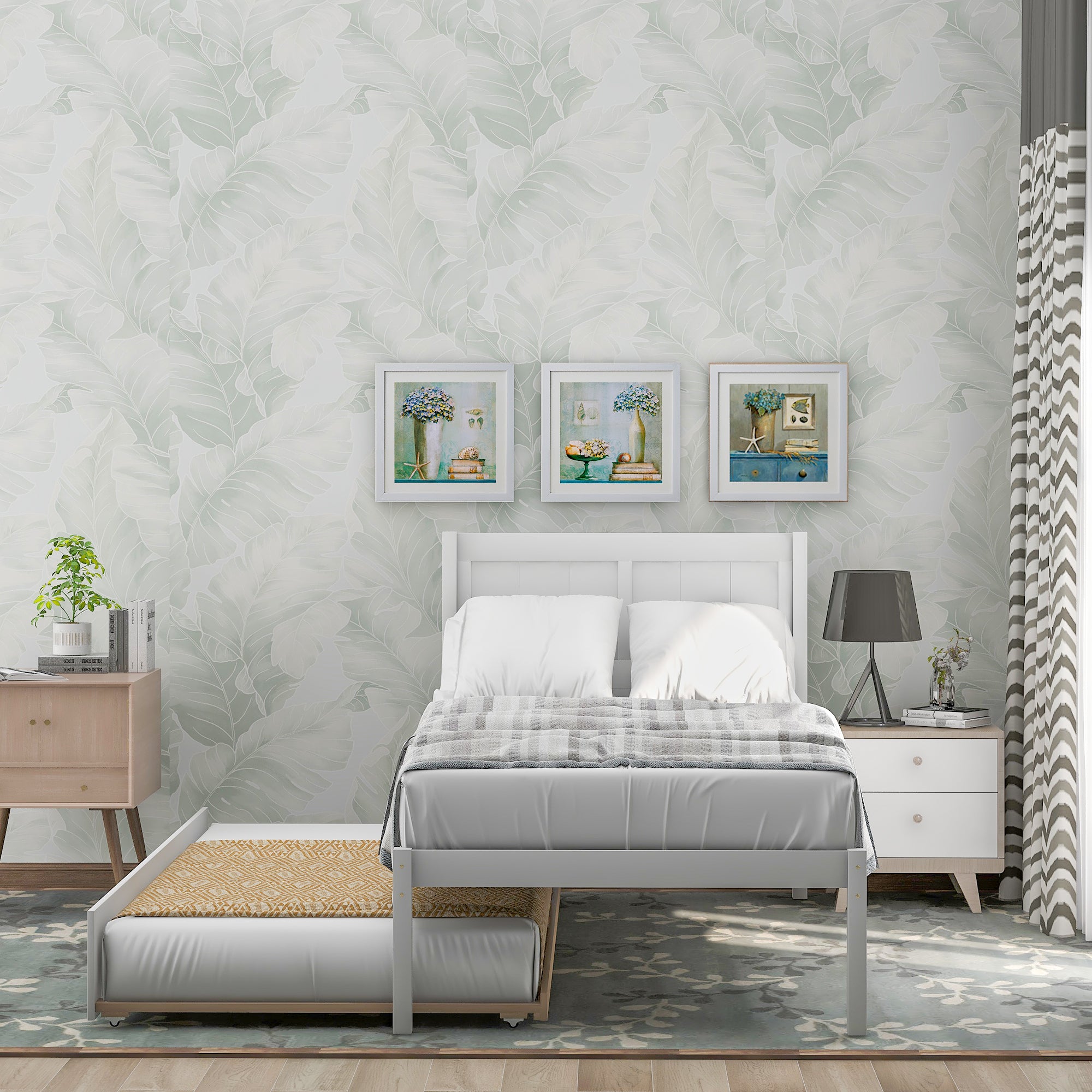 Twin size Platform Bed Wood Platform Bed with Trundle - Atlantic Fine Furniture Melbourne FL