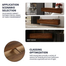 Wall Mounted Bathroom Vanity With Resin Sink And 2 Side Cabinet, 3 Soft Close Drawer - Brown Ebony