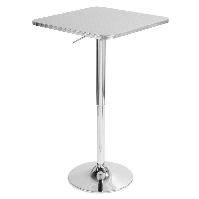 Bistro - Contemporary Adjustable Square Bar Table - Silver