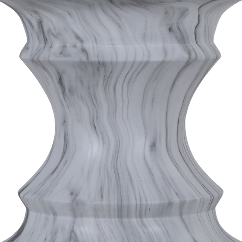 Geometric Round Outdoor End Table - Marble