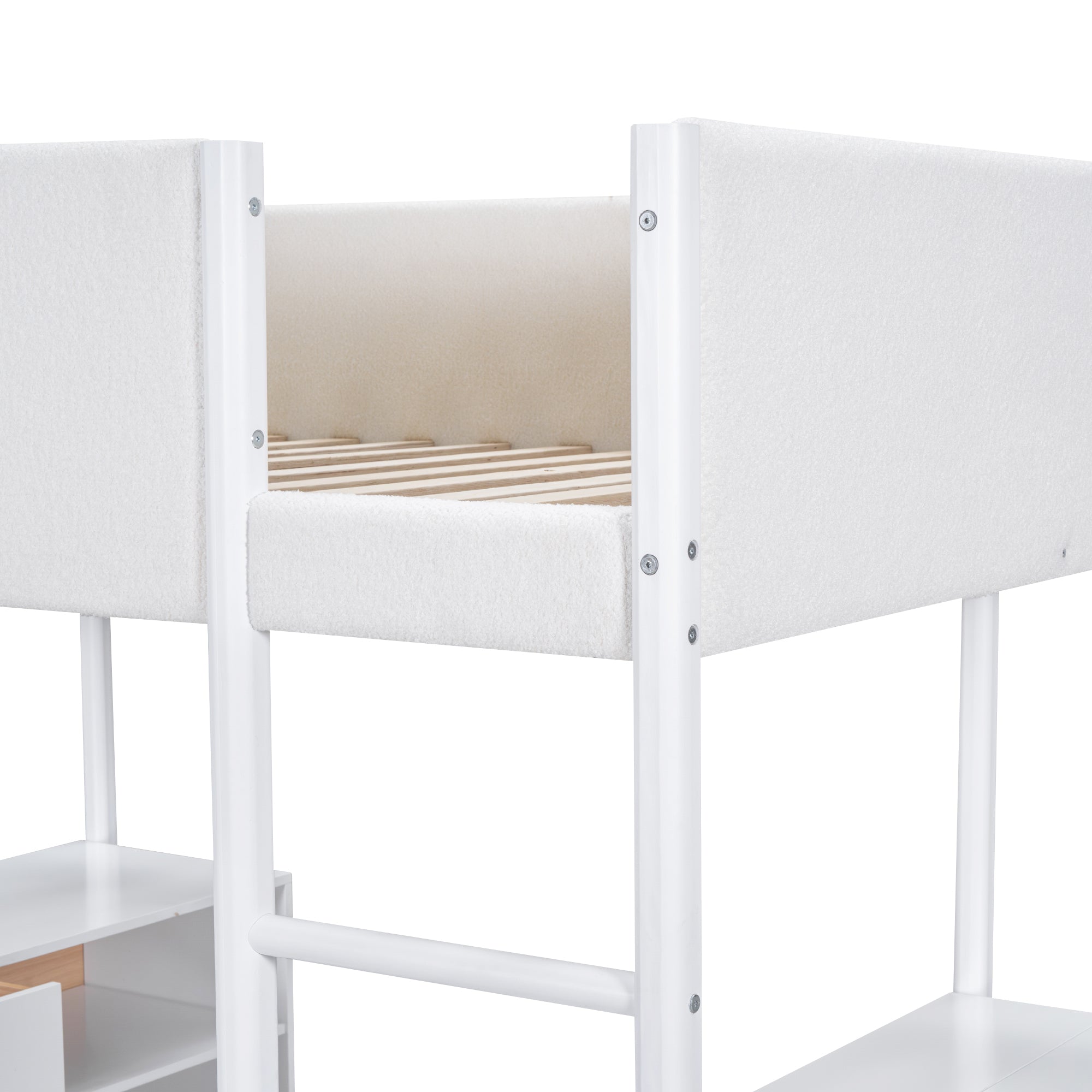 Full Size Teddy FleeceLoft Bed Wood Bed, White - Atlantic Fine Furniture Melbourne FL