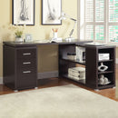Transitional L Shape Computer Desk With Multiple Storage And Built In File Cabinet