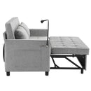 Pull-Out Sleeper Sofa With Reversible Backrest Cushion, Side Pockets, 2 USB Ports And A Phone Holder For Living Room
