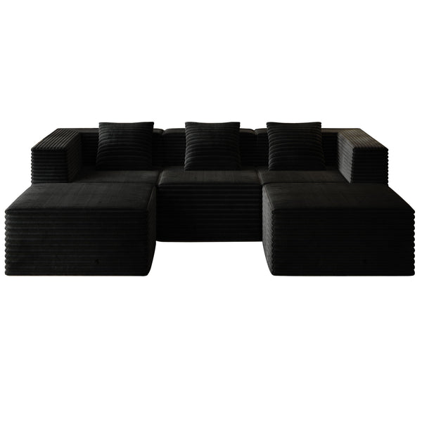 Compression Sofa With 2 Ottomans