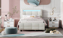 Upholstered Platform Bed With LED Frame, With Trundle And 2 Drawers