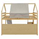 Loft Bed With House Shaped Frame And Tent