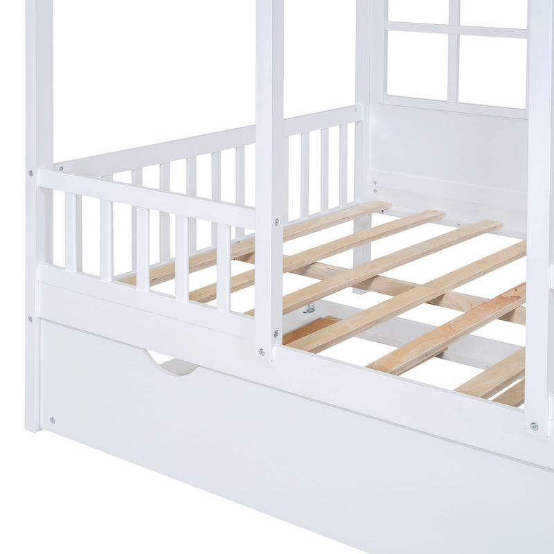 House Bed With Twin Size Trundle, Daybed