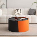 Modern Round Nesting Coffee Table With Extendable Sliding Top