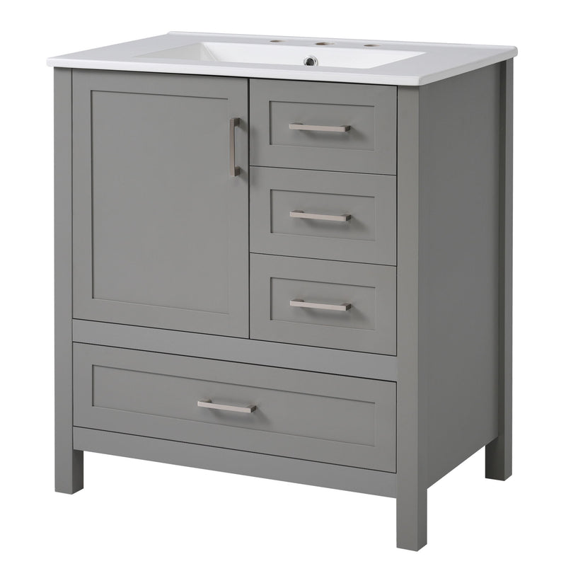 Modern Bathroom Vanity With Ceramic Sink, Solid Frame And Storage Solutions