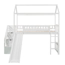 Twin Loft Bed with Two Drawers and Slide, House Bed with Slide, White (Old SKU: LP000130AAK)