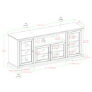 Transitional Classic 70" TV Stand For 80" TVs With 4 Glass Doors