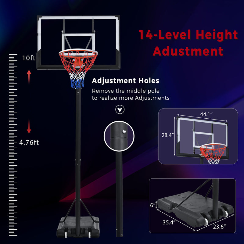 Portable Basketball Hoop Basketball System 4.76-10Ft Height Adjustable For Youth Adults LED Basketball Hoop Lights, Colorful Lights, Waterproof, Super Bright To Play At Night Outdoors, Good Gift For Kid