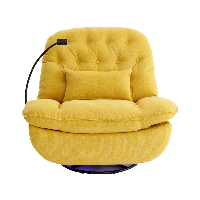 270° Swivel Power Recliner With Voice Control - Bluetooth Music Player, USB Ports, Atmosphere Lamp, Hidden Arm Storage And Mobile Phone Holder For Living Room, Bedroom, Apartment