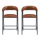 Counter Stools (Set of 2), Upholstered Counter Stools With Iron Frame, Backrest, Footrest, Arm Counter Stools For Home Bar, Kitchen Counter - Brown