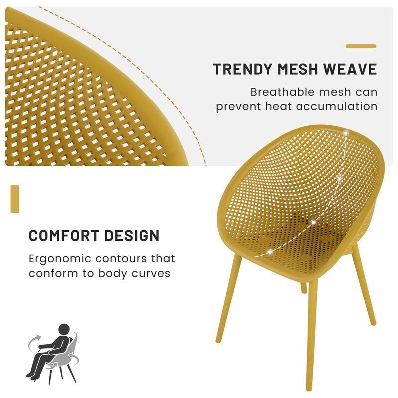 2 Piece Durable Single Chair With Mesh Hollow Out Design