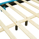 Full Size Upholstered Platform Bed with Cloud-Shaped Headboard and Embedded Light Stripe, Velvet, Blue