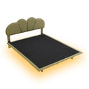 Queen Size Upholstery LED Floating Bed with PU Leather Headboard and Support Legs,Green