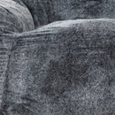 Living Room Bean Bag Sofa Chair With Memory Foam Fillings, Soft Upholstered Bean Bag Armchair - Black / Gray