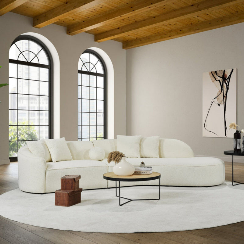 Elijah - Japandi Curvy Sectional Sofa - Beige