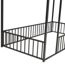Twin Size Metal Bed House Bed Frame with Fence, for Kids, Teens, Girls, Boys, Black