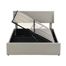 Queen Size Sleigh Bed with Side-Tilt Hydraulic Storage System, Linen Upholstery, Gray