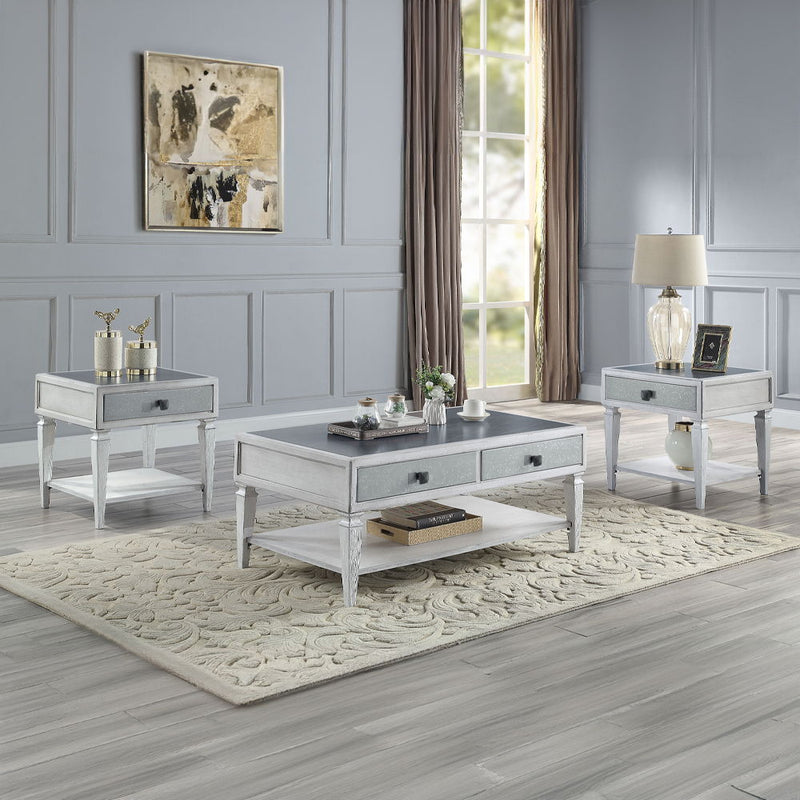 Katia - End Table - Rustic Gray & Weathered White
