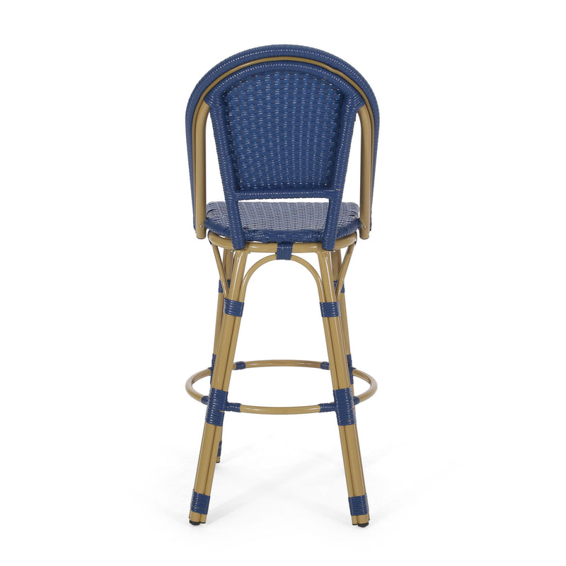 Outdoor Rattan And Aluminum French Barstools (Set of 2)