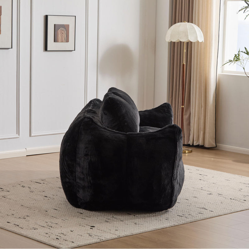 Giant Bean Bag Couch, Ultra Soft Fluffy Loveseat For Living Room Reading Chair With Pillows - Black