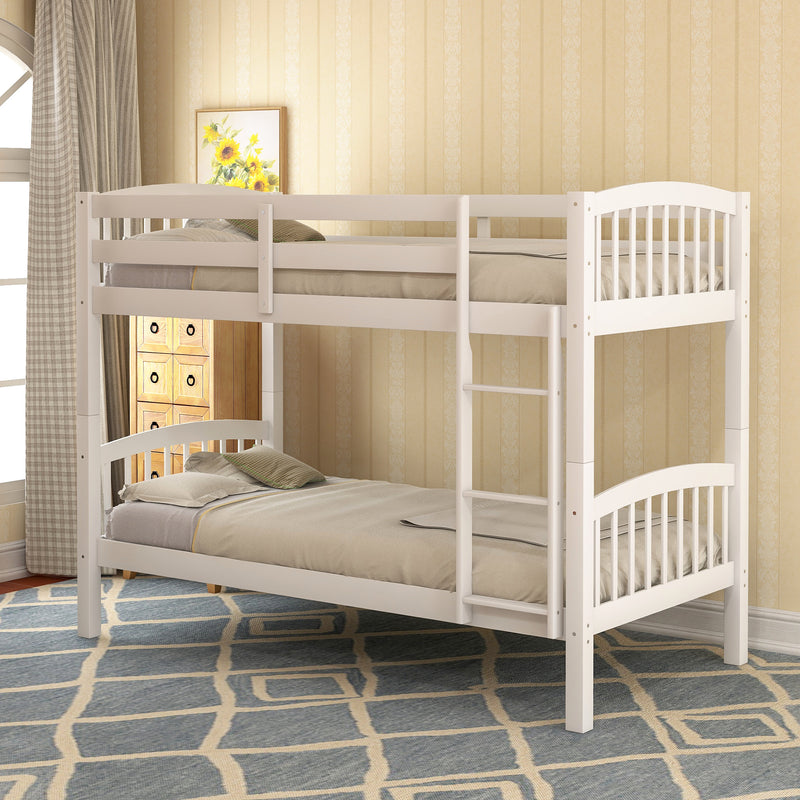 Twin Over Twin Bunk Bed with Ladder,White ( OLD SKU: LP000066AAK)