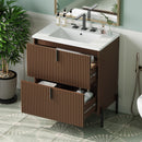 Fluted Bathroom Vanity With Ceramic Sink, Freestanding Design