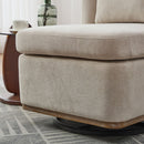 Wide Modern Chenille Cushioned Armless Metal Base 360° Swivel Chair With Pillow