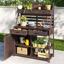 Potting Bench With 5 Drawer Storage And Slatted Back Panel, Garden Workstation - Brown