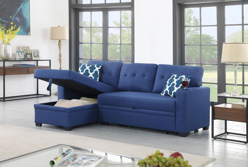 82" Width Sectional With Storage Chaise And Cupholder Armrest