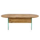 Elegant Coffee Table With Double Drawers And Transparent Glass Sides - Wood