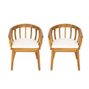 Klismos - Dining Armchair (Set of 2) - Teak / Beige