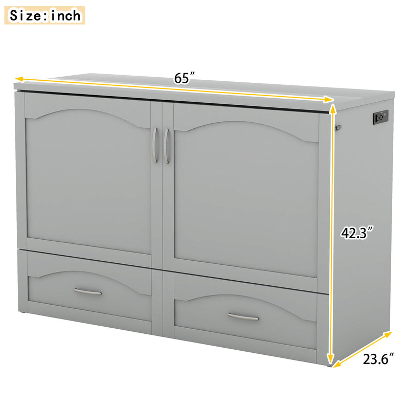 Murphy Wall Bed With Drawer And A Set Of Sockets & USB Ports, Pulley Structure Design