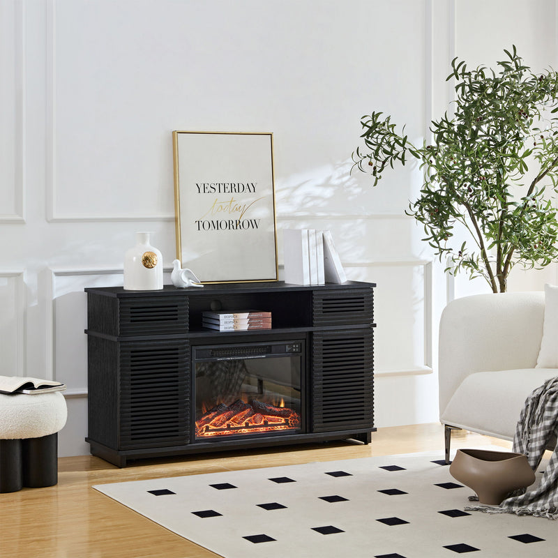 Modern Cabinet With Adjustable Shelves And Remote Controlled Fireplace