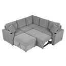 Sectional Sofa Convertible Pull-Out Sofa Bed With A Movable Storage Ottoman For Living Room